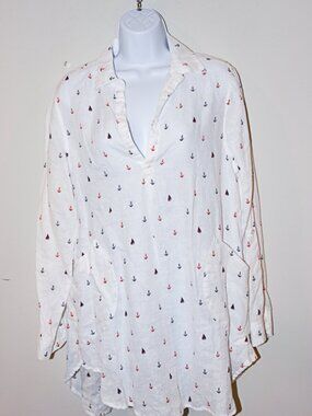 Forcynthia Beachwear Linen Cover up/Blouse Size Medium
